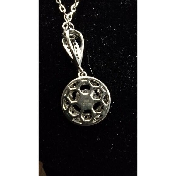 Fuzion Creations 925 Sterling Silver Dancing Crystal Pendant Gem Accent Necklace - Picture 3 of 4